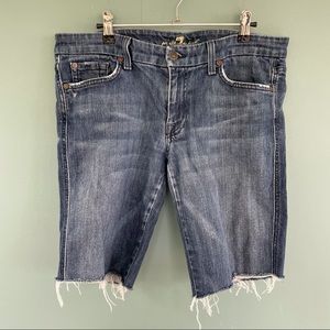 7FAMK A-Pocket Cut-Off Denim Jean Shorts Size 32